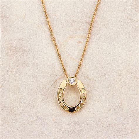 Diamond Horseshoe Necklace 18k Gold Ashleys Equestrian Jewelry