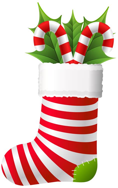 Candy cane christmas stocking with cream ruffle. Christmas Stocking with Candy Canes PNG Clip Art | Gallery Yopriceville - High-Quality Images ...