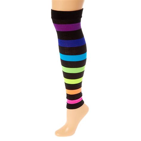 neon striped leg warmers black claire s