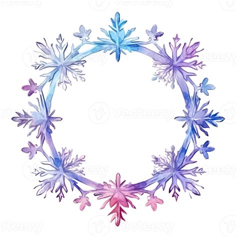 Watercolor Snowflake Frame Illustration Ai Generative 26791628 Png