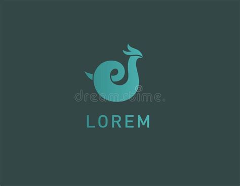 Abstract Blue Logo Mythical Creature Snake And Bird Stock Vector