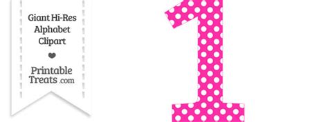 Hot Pink Polka Dot Number 1 Clipart — Printable