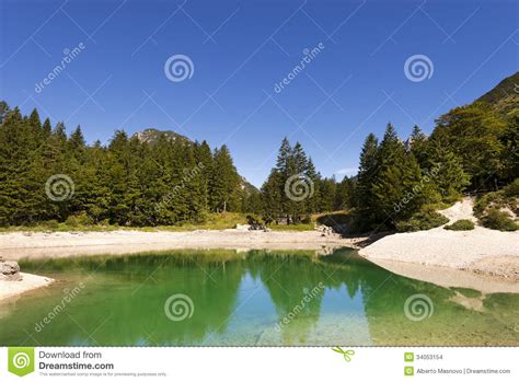 Lago Del Predil Friuli Italy Stock Photo Image Of Leisure Green