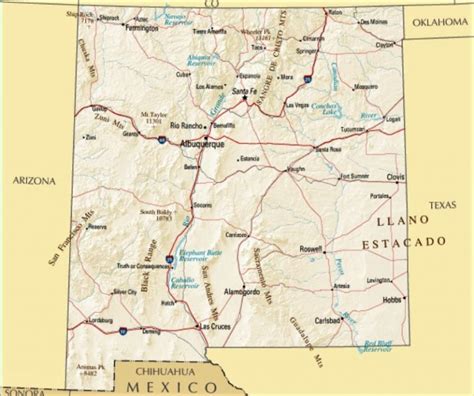 ⊛ Mapa De Nuevo México 🥇 Político Y Físico Imágenes Hd 2023
