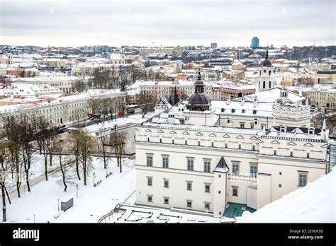 Aerial View Of Vilnius Old Town Capital Of Lithuania In Winter Day