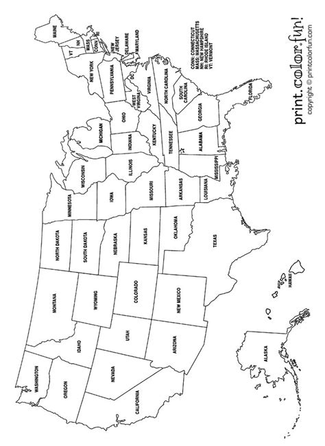 Usa Coloring Page Labeled With States Names From Print Color Fun