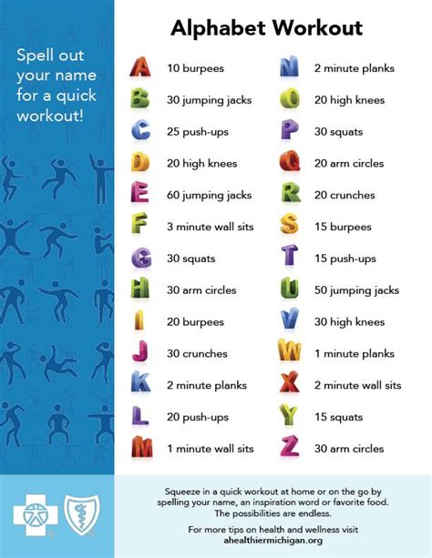 12 fun cross training … Spell It Out: Try this ABC Workout - A Healthier Michigan