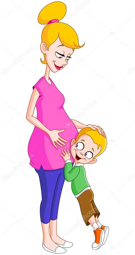 Mamá Embarazada Con El Hijo — Vector De Stock © Yayayoyo 17330455