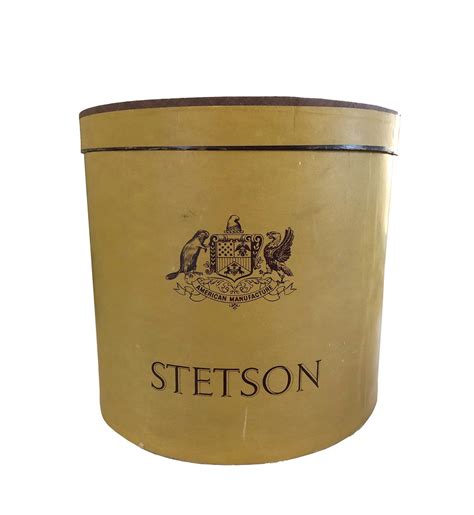 Vintage Tall Stetson Hat Box With Old Stetson Crest Oval Hat Etsy