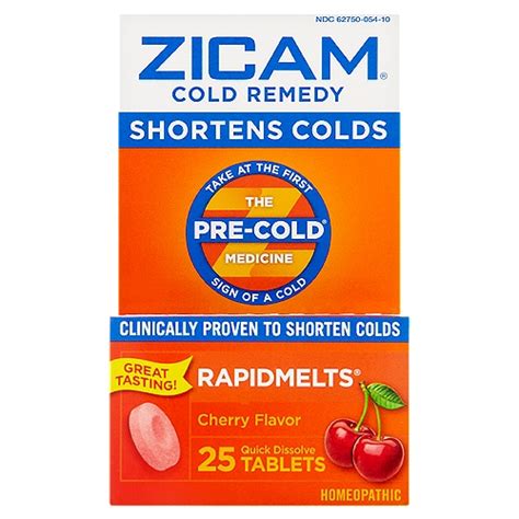 Zicam Rapidmelts Cold Remedy Cherry Flavor Quick Dissolve Tablets 25 Count