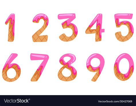 Font Design For Numbers One To Zero On White Vector Image