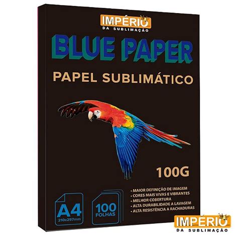 Papel A4 Blue Paper 100 G Com 100 Folhas Império Da Sublimação A