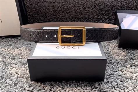 Mens Gucci 449716 40mm Gucci Signature Belt With Gold Gg Buckle In