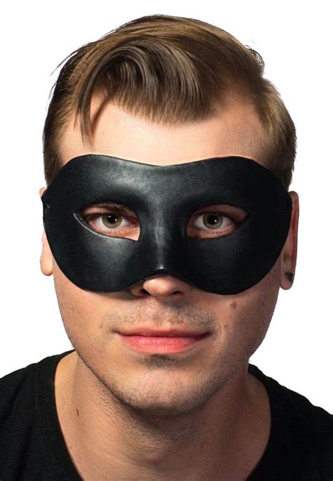 Classic Black Leather Look Masquerade Mask Mens Basic Black Mask