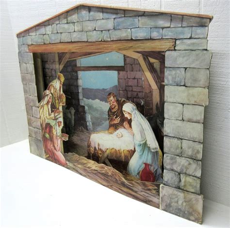 Vintage Cardboard Fold Out Nativity Scene Etsy