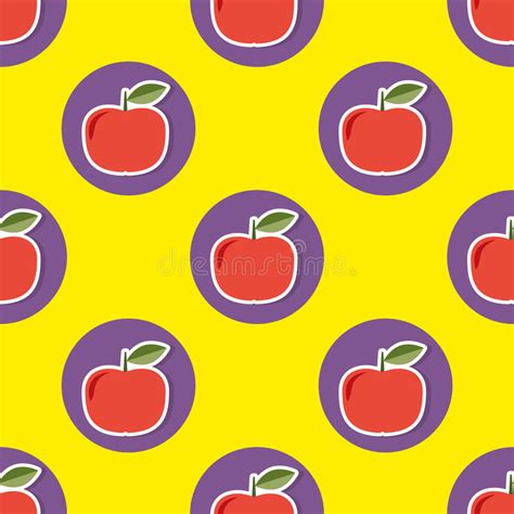 Apple Pattern Seamless Texture With Ripe Red Apples Stock Vector