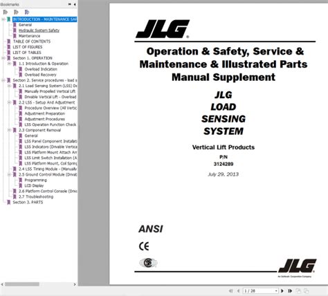 Jlg Vertical Mast Load Sensing System Lift Supplement Manual3124289