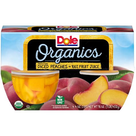 Dole Fruit Bowls Organics Freestone Diced Peaches In 100 Fruit Juice