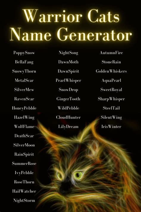 Maybe you would like to learn more about one of these? Warrior Cats Name Generator: 100+ Warrior Cat Names ...