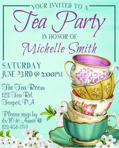 Tea Party Flyer Editable Event Flyer Photoshop Template Etsy