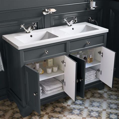 1200mm Loxley Charcoal Double Basin Vanity Unit Floor Standing Sink