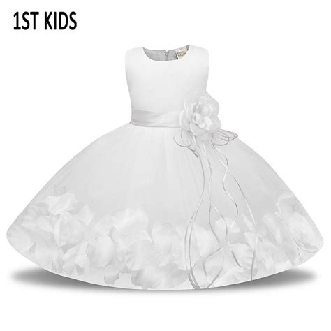 Dbd022infant 소녀 꽃 꽃잎 드레스 어린이 들러리 유아 우아한 드레스 Vestido Infantil 공식 파티 드레스