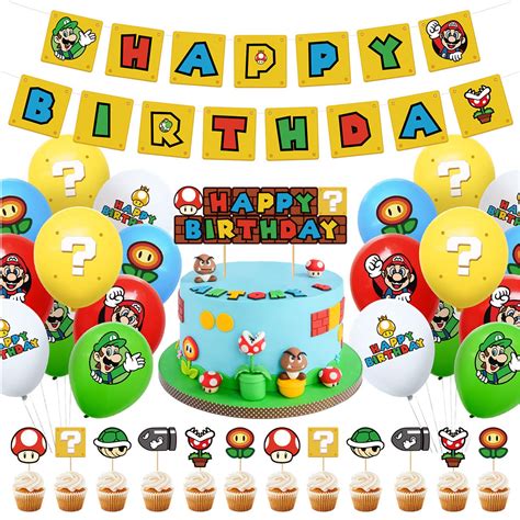 Buy Super Mario Birthday Party Supplies Mario Bros Themed Party Decorations Mario Party Packs