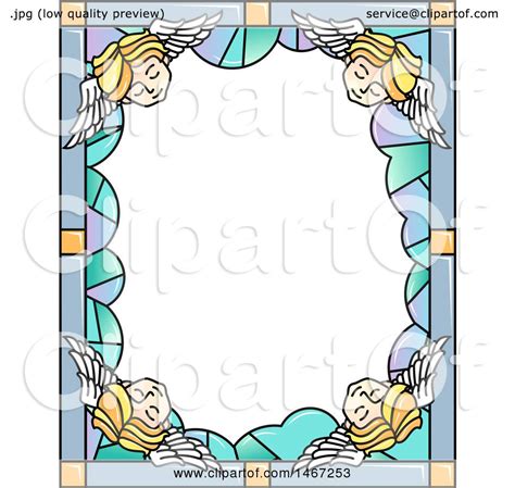 Clipart Of A Border Of Stained Glass With Sleeping Angels Royalty