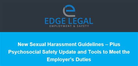 New Sexual Harassment Guidelines Plus Psychosocial Safety Update And