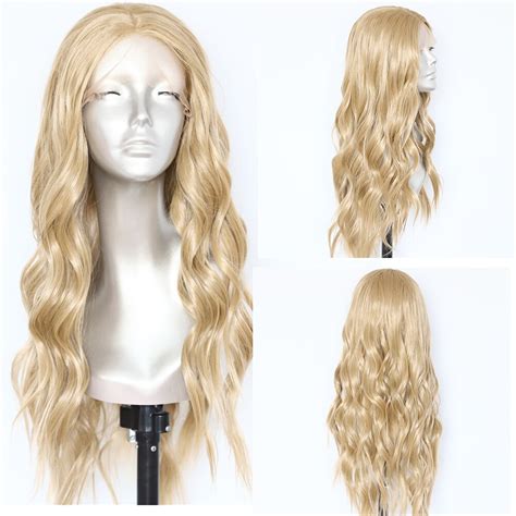 Lvcheryl Natural Long Wavy Blonde Hair Wigs Hand Tied Full Density Soft