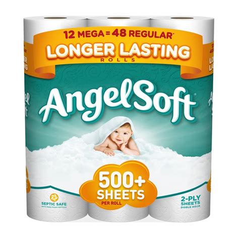 Angel Soft Bathroom Tissue Mega Rolls 12 Ct 12 Ct From Walmart