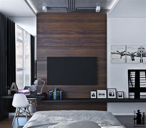 7 Stylish Bedrooms With Lots Of Detail Bedroom Tv Wall Tv In Bedroom
