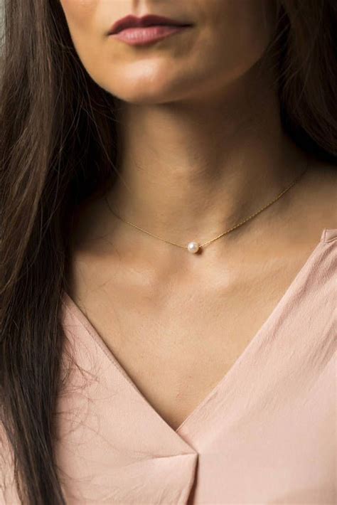 Single Pearl Necklace Bridesmaid Gift Dainty Pearl Necklace Single