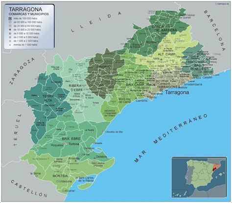 Mapa Municipios Tarragona Digital Maps Netmaps Uk Vector Eps Wall Maps