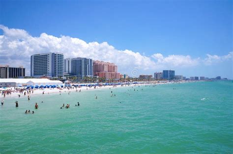 People Enjoying Water And Beach And Skyline In Clearwater Beach Florida