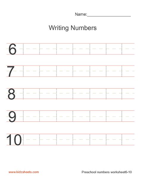 Kidz Worksheets Preschool Writing Numbers Worksheet2