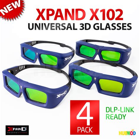 Lot Of 4 Pack Xpand X 102 3d Glasses Dlp Link Universal Active Shutter New Ebay