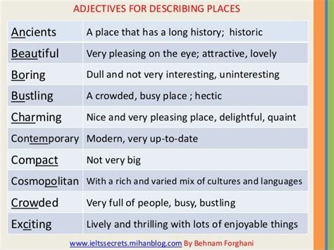 Adjectives For Describing Places Cuaderno De Ingles Idioma Ingles