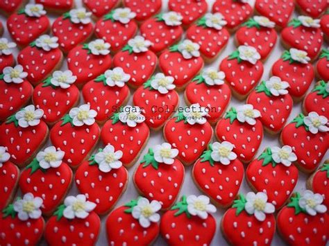 Strawberries Strawberry Cookies Sugar Cookies Decorated Strawberry