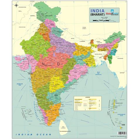 Multicolor India Map Political 70 X 84 Cm Paper Poster At Rs 150