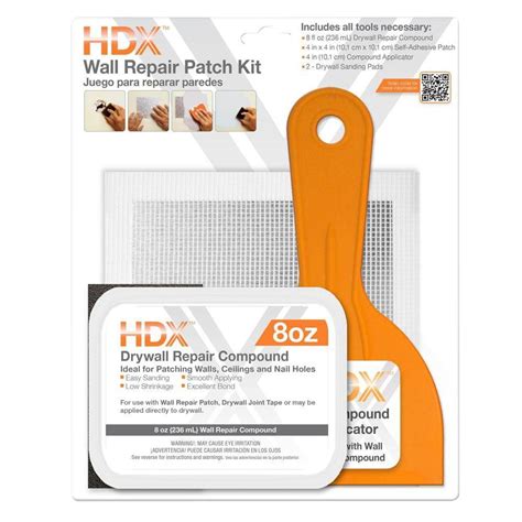 Any advice on the best way to approach it? HDX 4 in. x 4 in. Drywall Repair Patch Kit-13605 - The ...