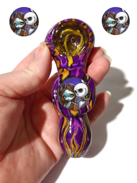 Custom Jack And Sally Glass Smoking Pipe Girly Pipes Glass Etsy