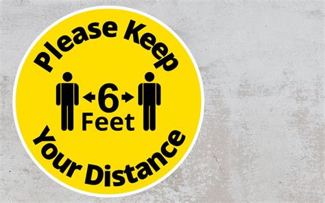 Please Keep Your Distance 6 Feet Rounded Sign Black And Yellow