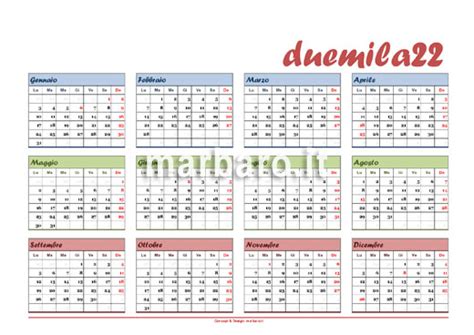 Calendario 2022 Marbaro Calendario Stampabile
