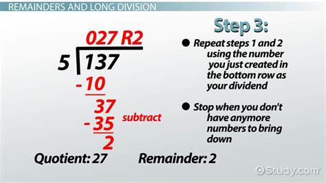 Remainder In Math Definition Elements And Examples Lesson