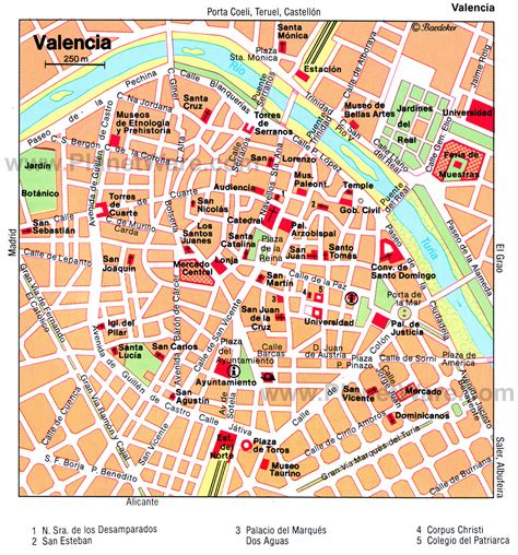 Tourist Map Of Valencia City Center Valencia City Center Tourist Map