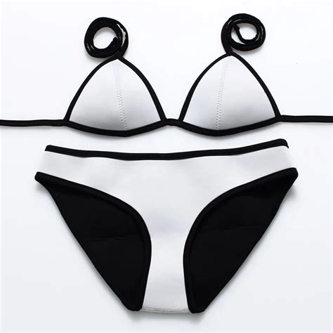 Bandea 2017 New Sexy Neoprene Bikini Set Solid Swimwear Women Swimsuit Halter Beach Wear Female