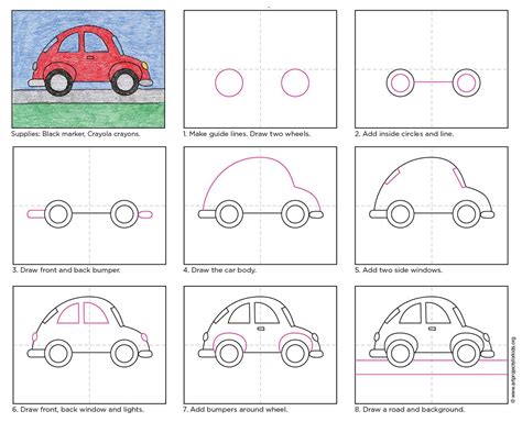 Easy How To Draw A Car Tutorial Video And Car Drawing Coloring Page