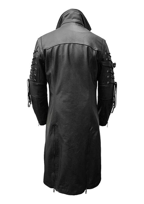 Buy Mens Real Black Leather Coat Goth Matrix Trench Coat Gothic