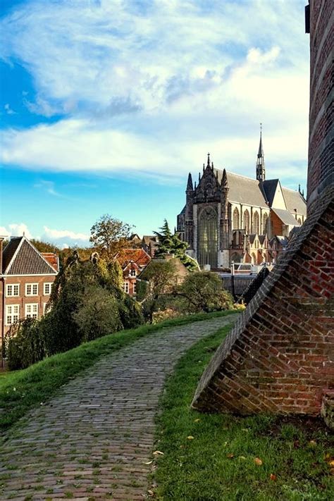 The hooglandse kerk is a gothic church in leiden. Leiden (Zuid-Holland) - Hooglandse Kerk vanaf de Burcht ...